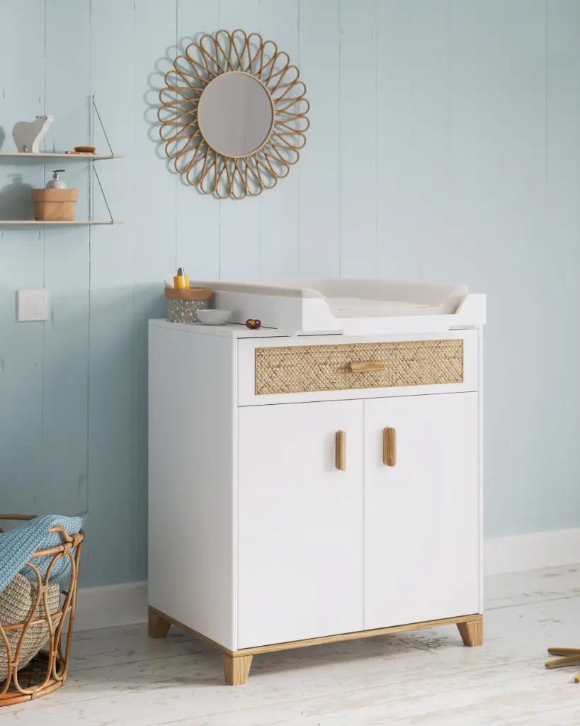 Commode bébé - NAMI Tressage Rotin Neige -Théo bébé