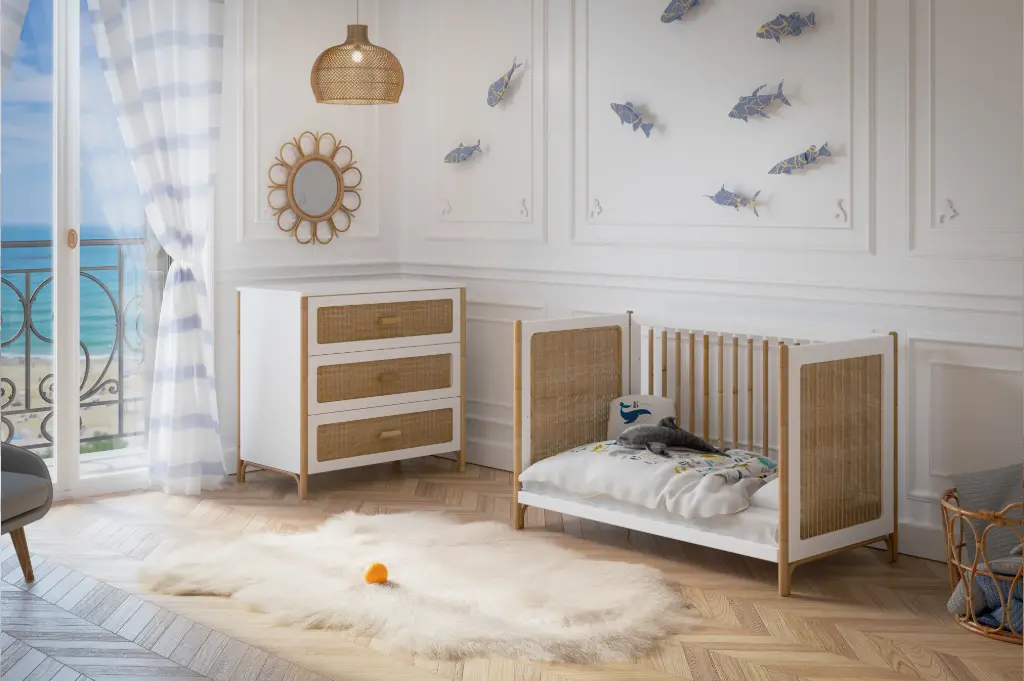 Commode Bébé - OCEANIA Canne et Tressage Rotin Neige - Théo bébé
