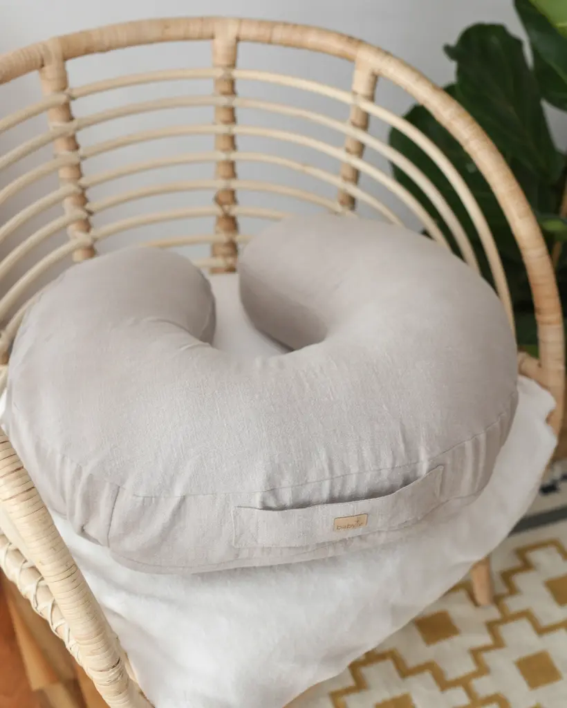 Coussin d'allaitement en lin avec housse amovible - 3 couleurs - Babyly