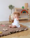 Tapis de jeu en velours rembourré avec volants - beige / rose – Babyly