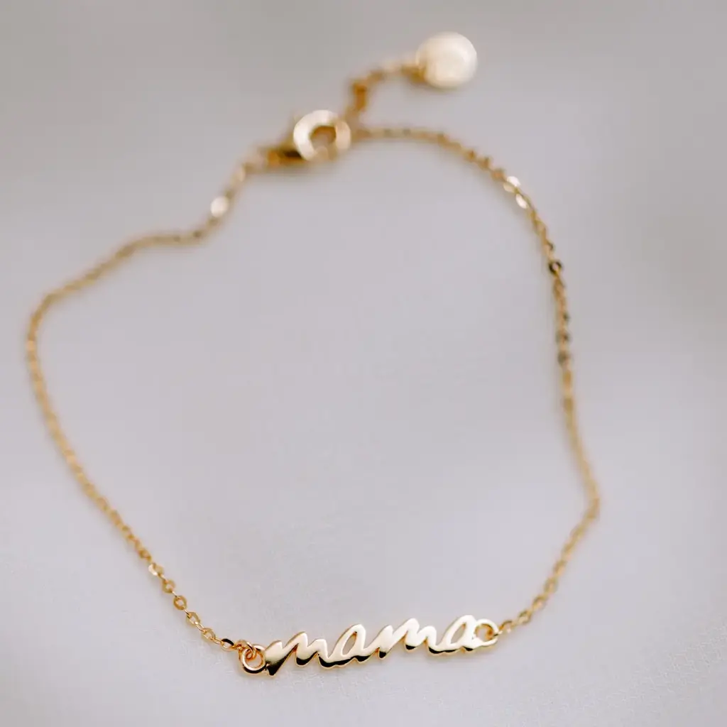  Bracelet chaîne MAMA en argent 925 doré 18 carats - Mama Collection