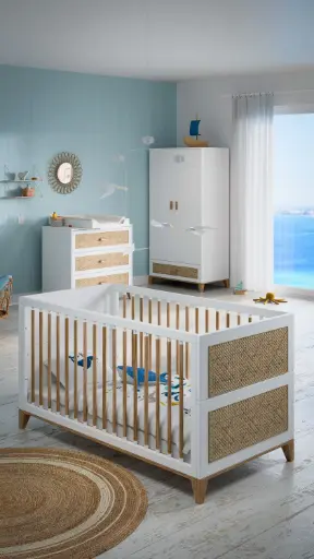 Lit bébé - Nami Tressage Rotin Neige - Théo bébé