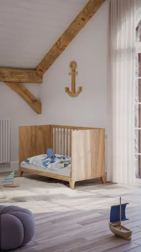 Lit bébé 60x120/70x140 - Naïa Bois Naturel - Théo bébé