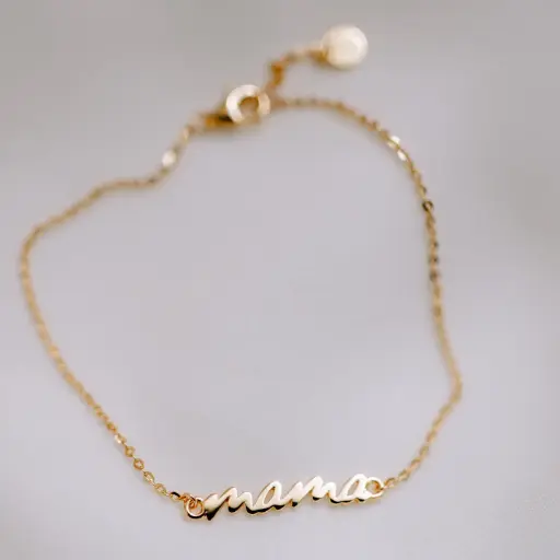  Bracelet chaîne MAMA en argent 925 doré 18 carats - Mama Collection