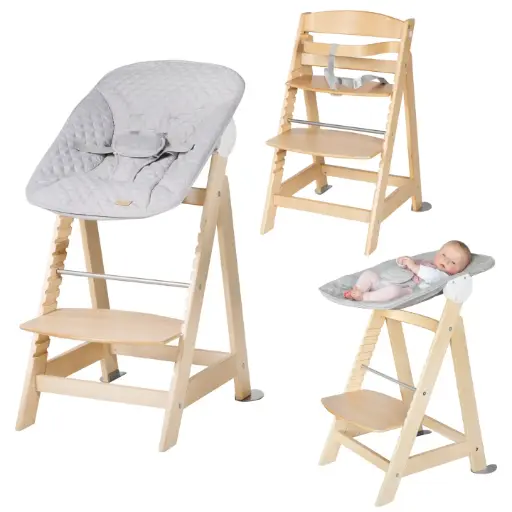 [UGS 75063NAV230  GTIN 4005317319377 GTIN 4005317319377] Chaise haute évolutive avec attache ajustable Gris - Roba Kids