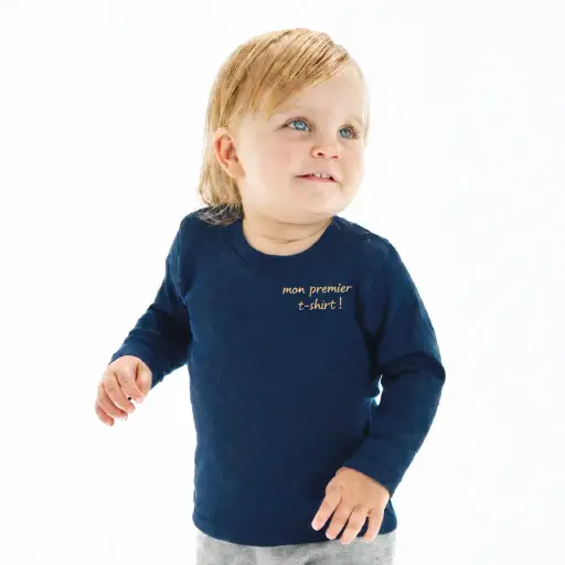 Tee-shirt manches longues bébé personnalisable avec broderie – Babybugz