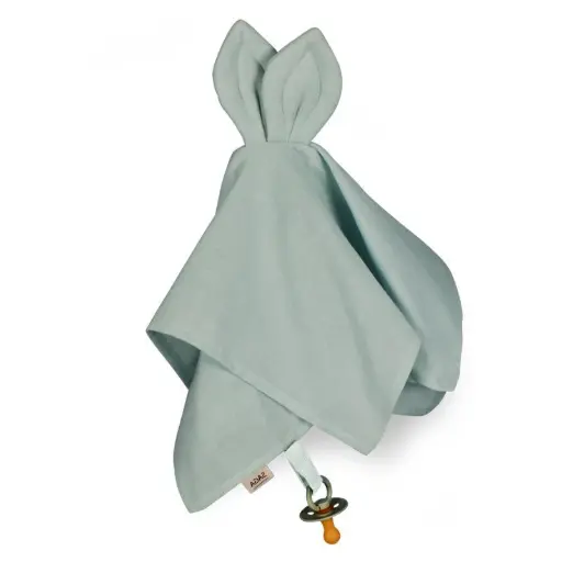 Doudou Cuddle Cloth en coton biologique avec attache sucette Dusty Green - Saga Copenhagen 